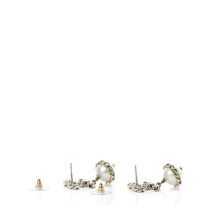 Chanel Chain Pearl CC Drop Earrings Gold 3 of 6