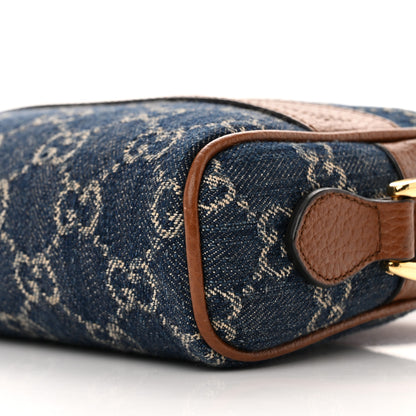 Gucci New Denim GG Monogram Dollar Calfskin Mini Ophidia Shoulder Bag Blue Tea Cuir Epilog 10 of 10