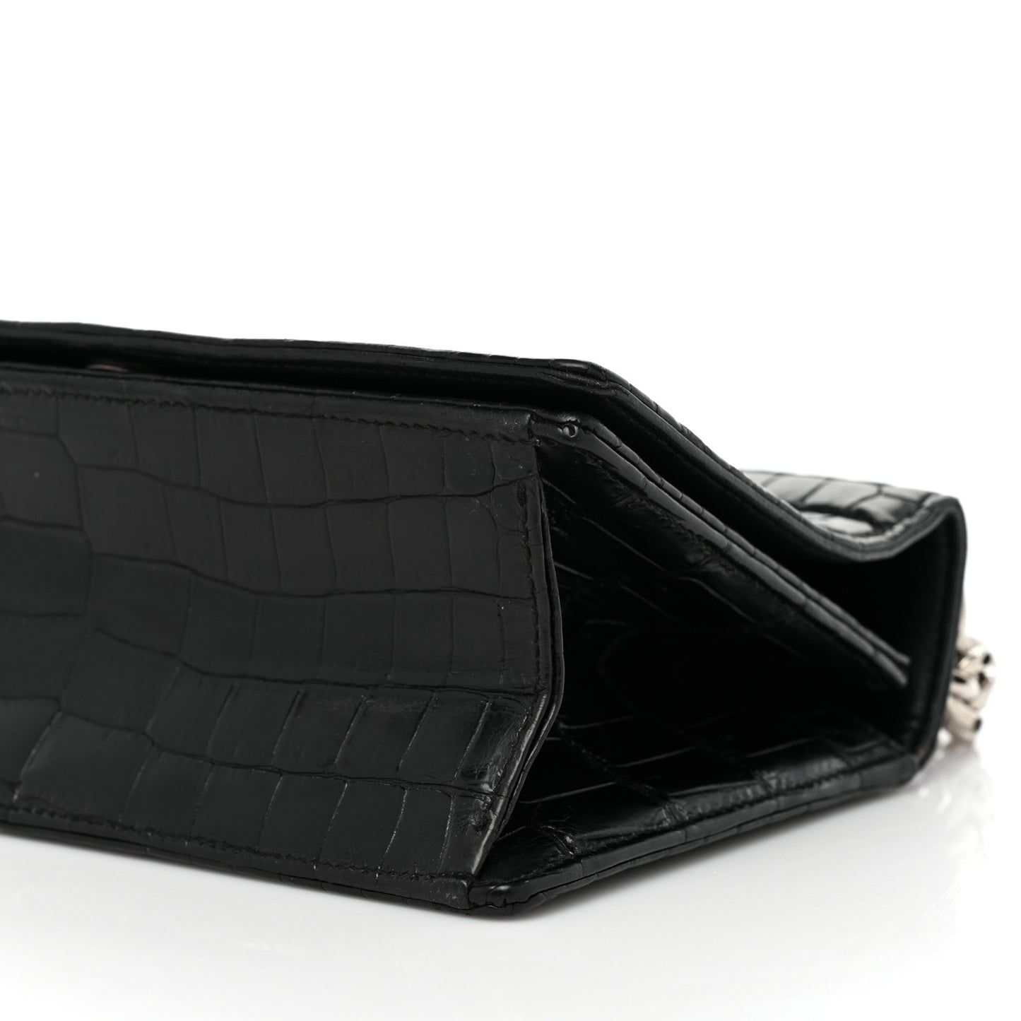 Calfskin Crocodile Embossed Small Diorama Flap Bag Black