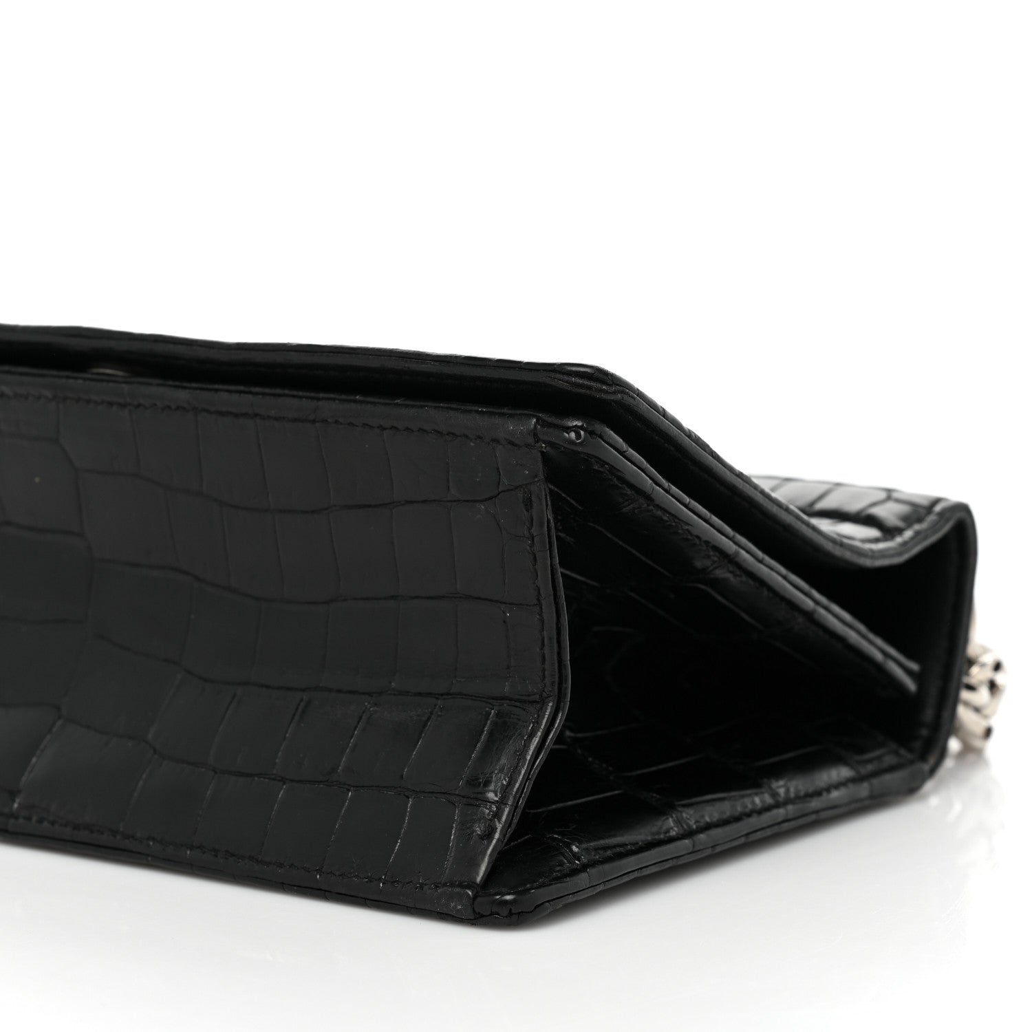Christian Dior Calfskin Crocodile Embossed Small Diorama Flap Bag Black 7 of 20