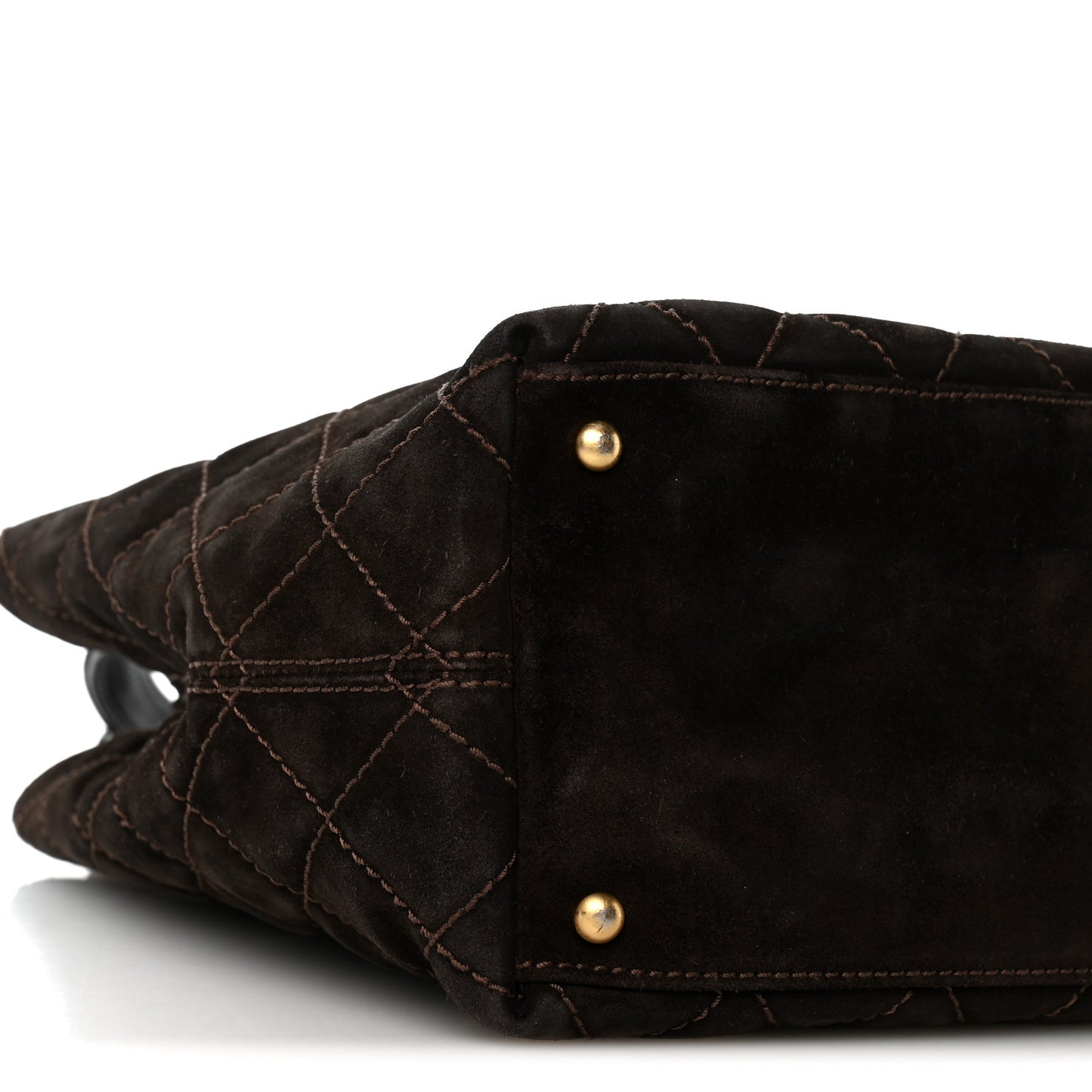 Suede Quilted Shopping Tote Brown