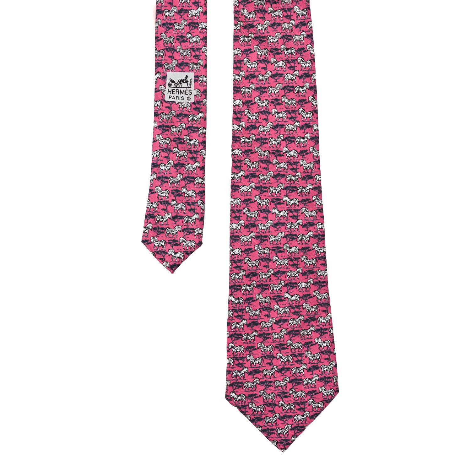 Hermes Silk Printed Mens Zebra Neck Tie 1 of 3