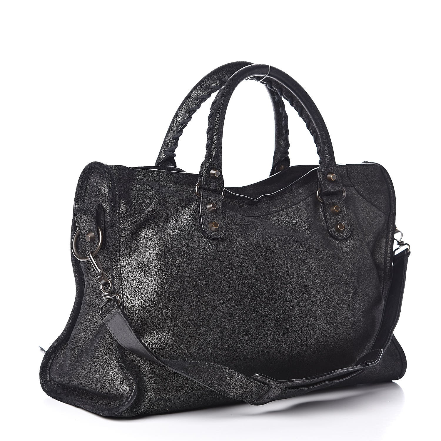 Balenciaga Metallic Craquele Classic Hardware City Black 3 of 14