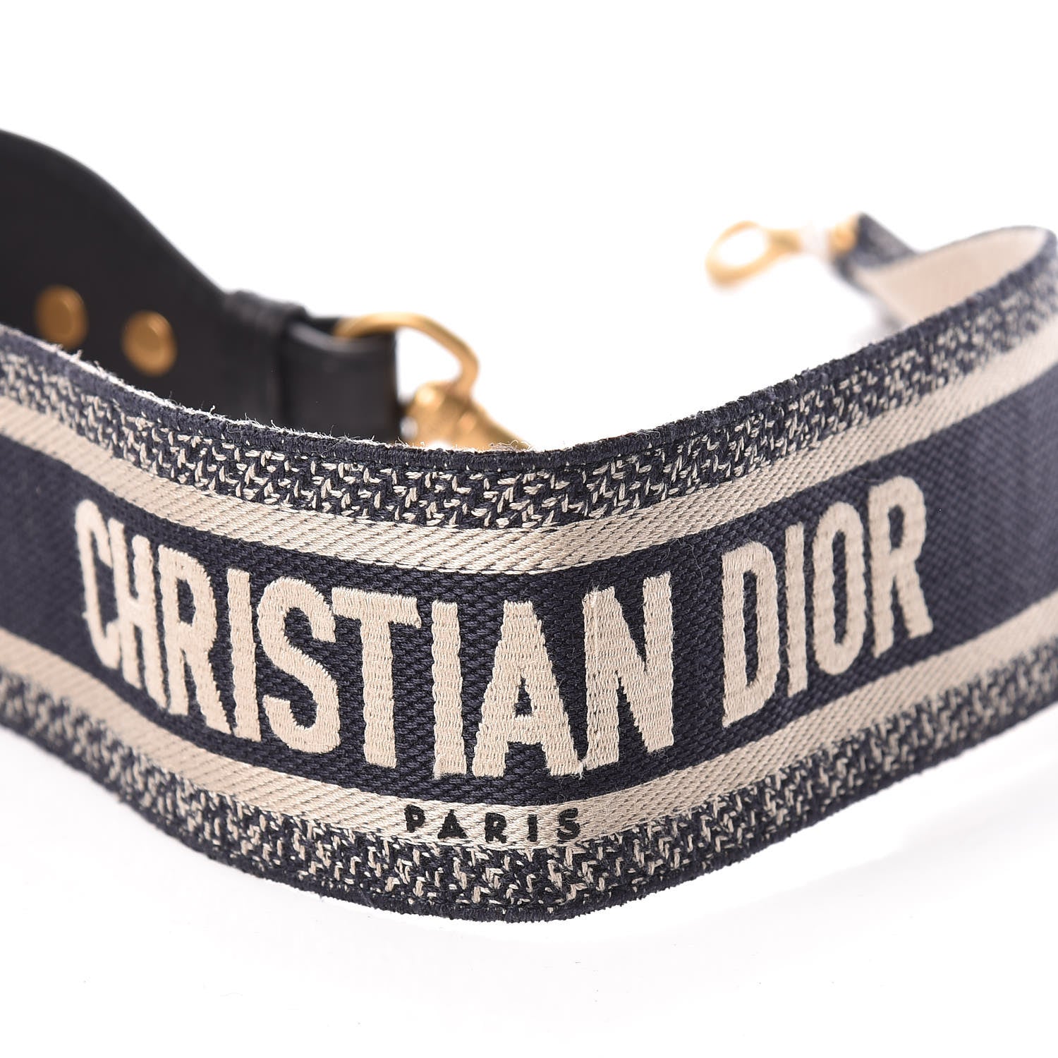 Christian Dior Canvas Embroidered Shoulder Strap Blue 3 of 4
