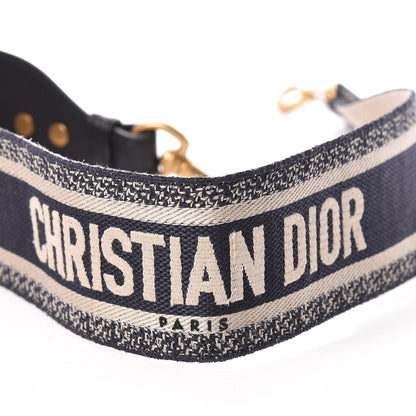 Christian Dior Canvas Embroidered Shoulder Strap Blue 3 of 4