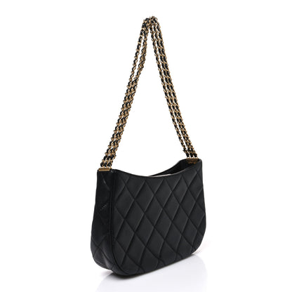 Chanel Caviar Quilted Triple Chain Hobo Black 3 of 10