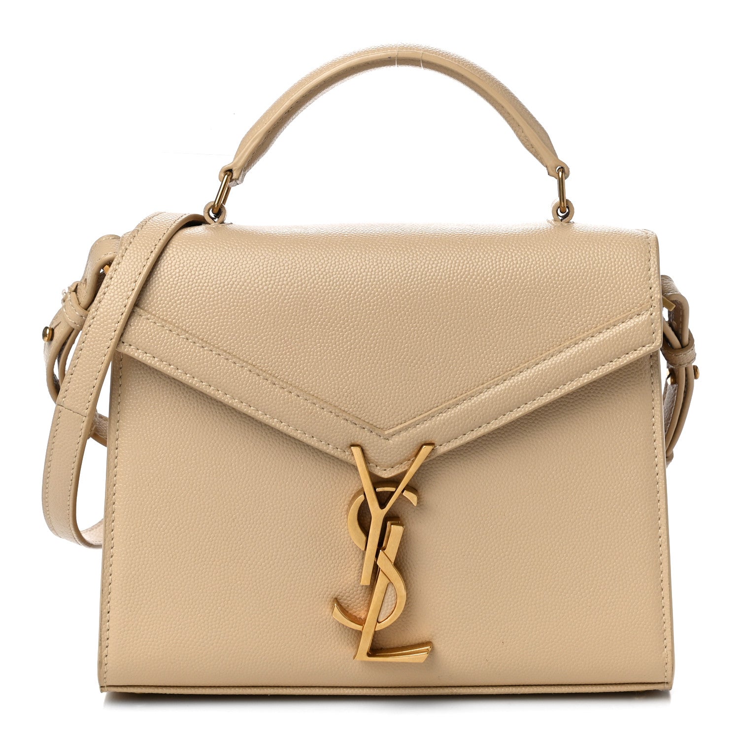 Saint Laurent Grain de Poudre Mini Classic Monogram Cassandra Top Handle Beige 1 of 9