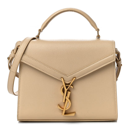 Saint Laurent Grain de Poudre Mini Classic Monogram Cassandra Top Handle Beige 1 of 9