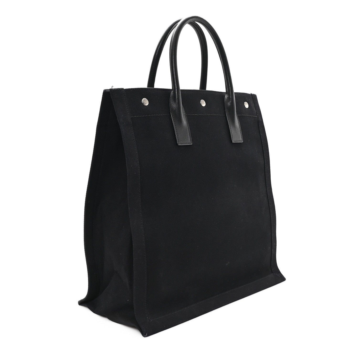 Saint Laurent Linen Calfskin Rive Gauche North South Tote Black 3 of 12