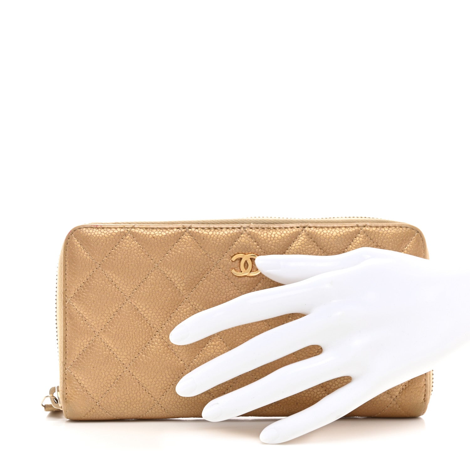 Chanel Iridescent Caviar Quilted Large Gusset Zip Around Wallet Beige Clair 2 of 11