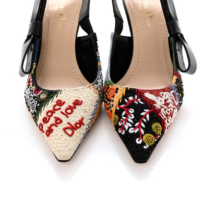 Christian Dior Embroidered Calfskin Beaded Sweet D Sling-Back Pumps 37.5 Multicolor 5 of 12