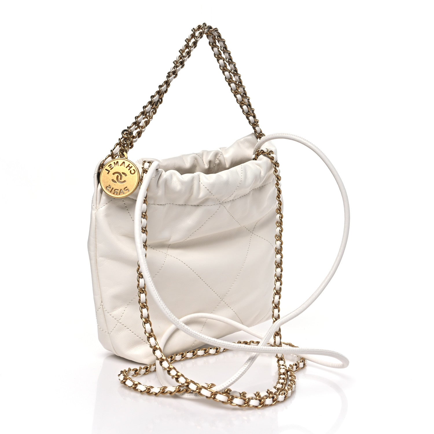 Chanel Shiny Calfskin Quilted Mini Chanel 22 White 3 of 10