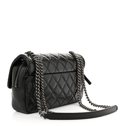 Chanel Glazed Calfskin Quilted Medium Duo Color Flap Black 3 of 12