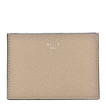 Celine Drummed Calfskin Gusset Card Holder Dune 1 of 7