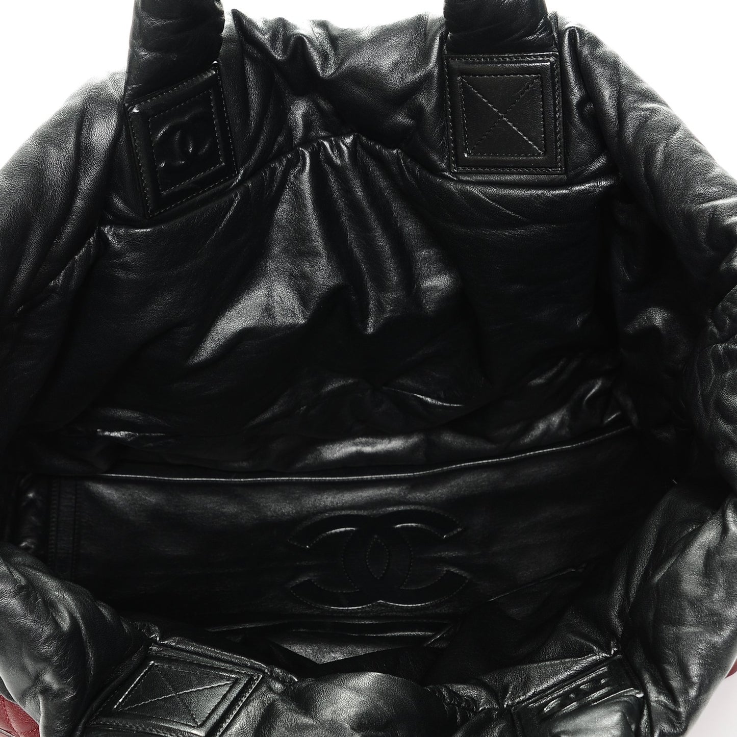 Lambskin Quilted Extra Large Coco Cocoon Reversible Tote Black