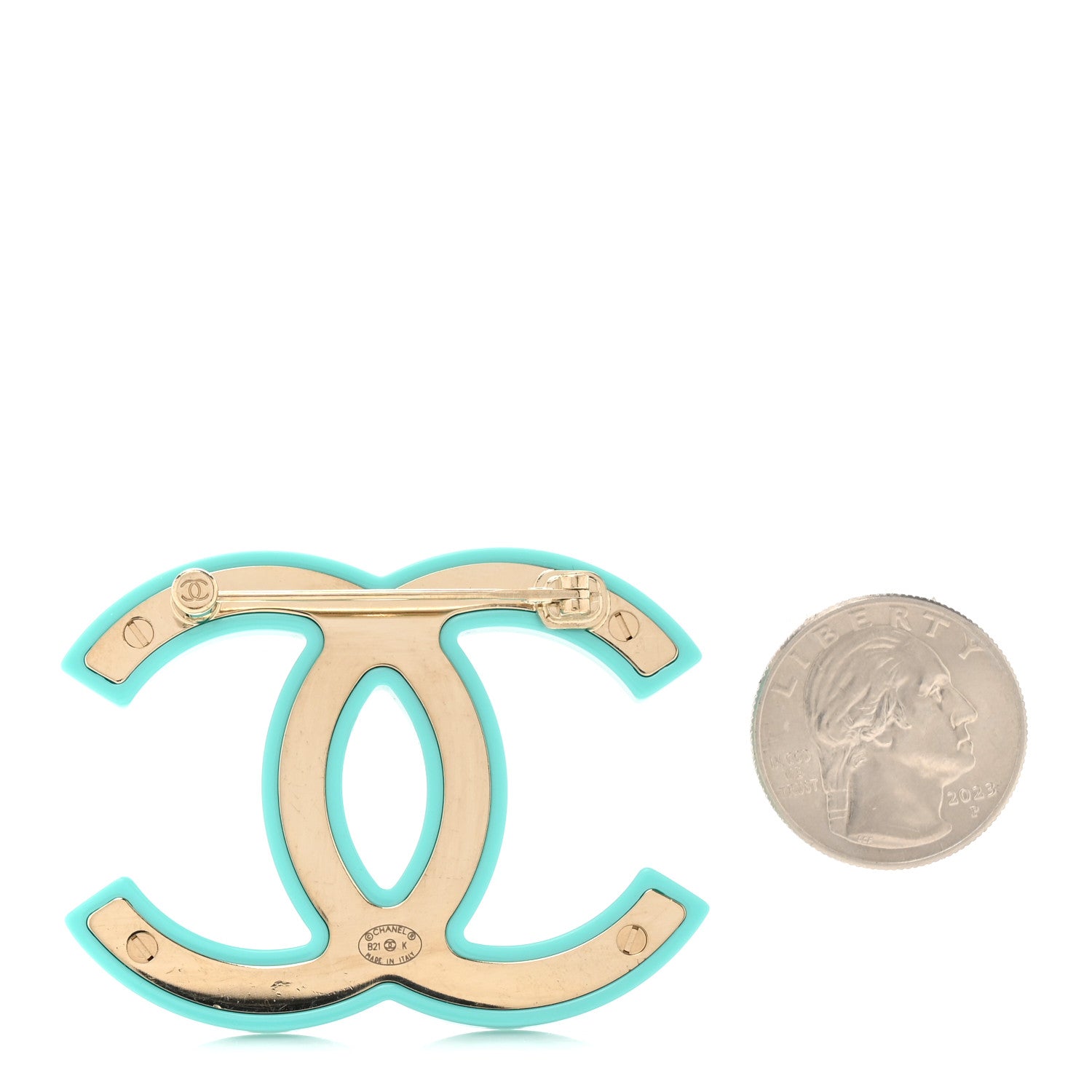 Chanel Resin Crystal CC Brooch Blue 3 of 3