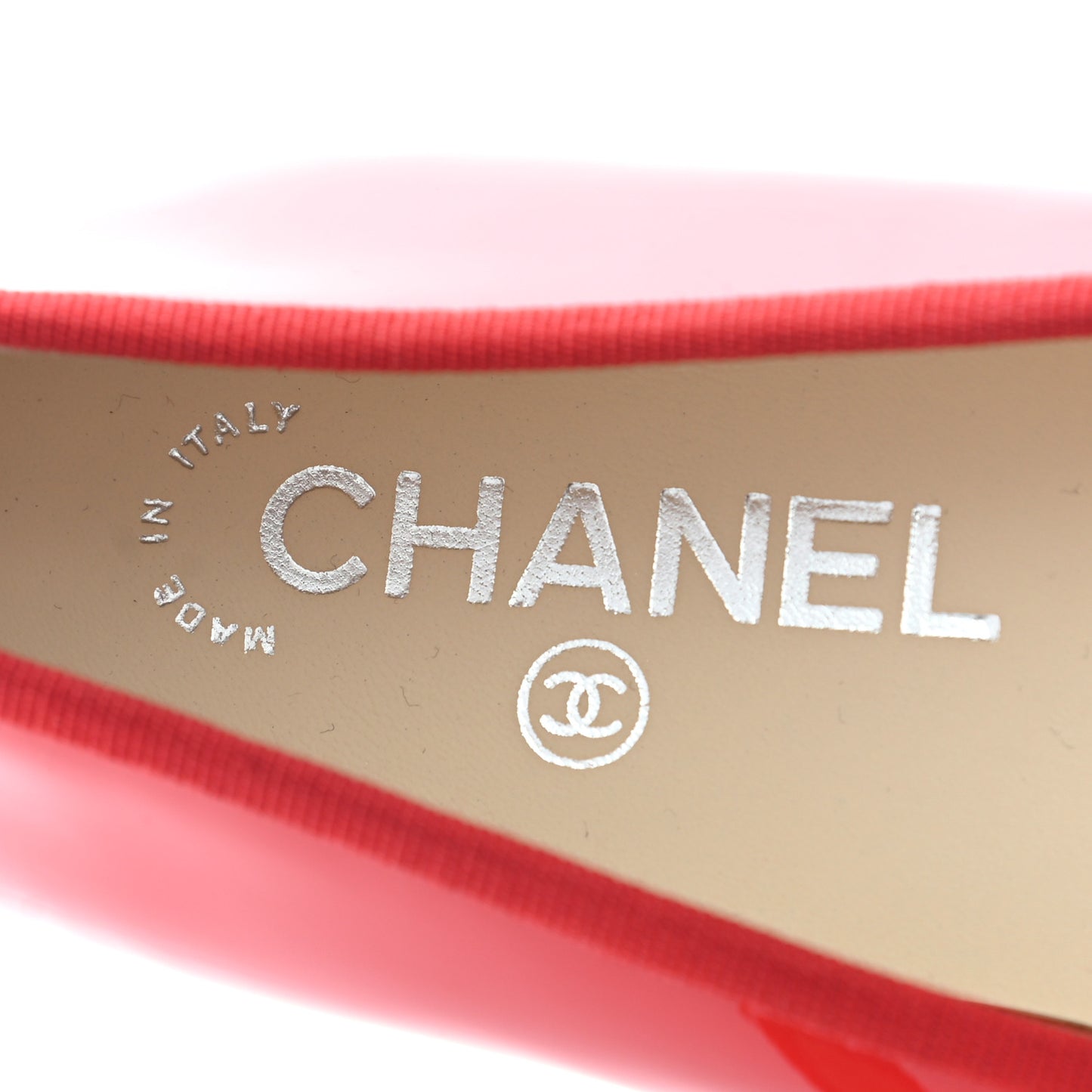 Patent CC Cap Toe Ballerina Flats 38 Red