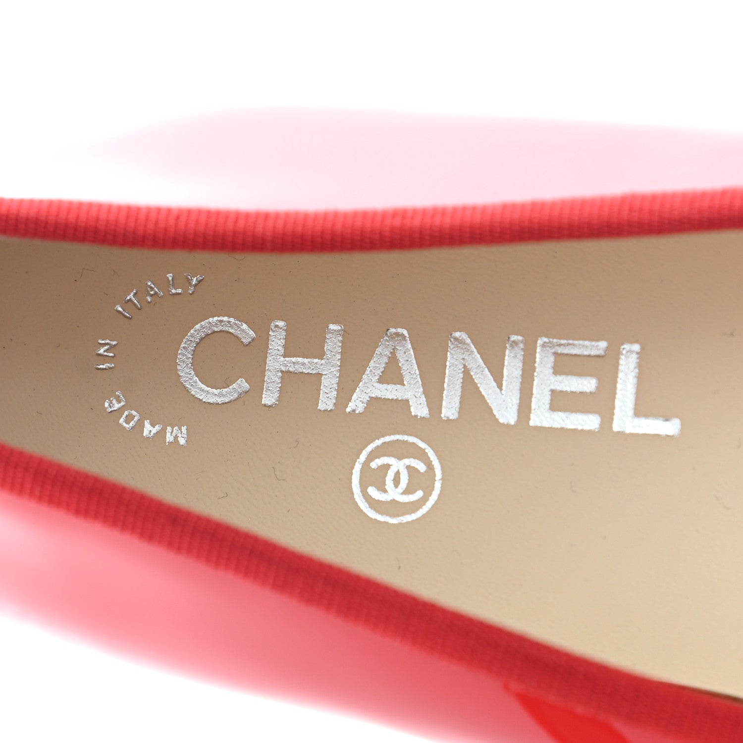 Chanel Patent CC Cap Toe Ballerina Flats 38 Red 6 of 10