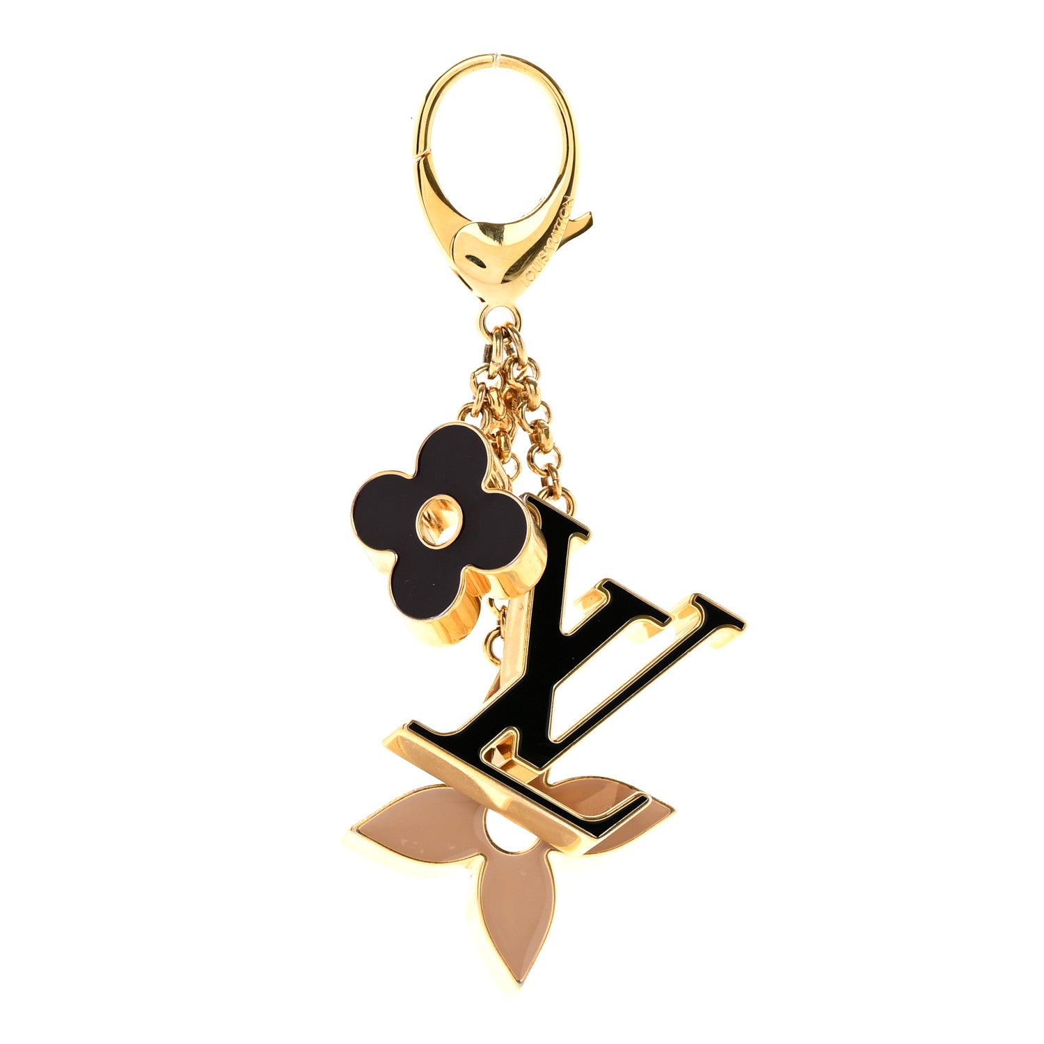 Louis Vuitton Metal Enamel Fleur De Monogram Bag Charm Dore 1 of 8