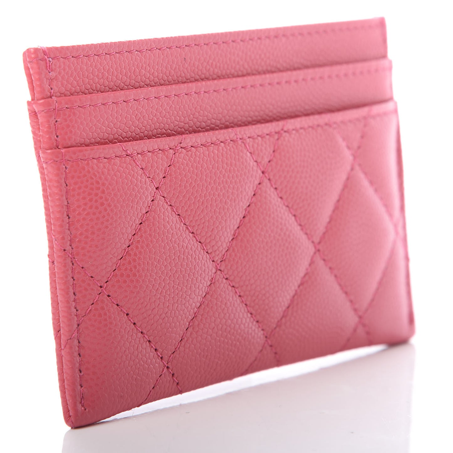Caviar Quilted French New Wave Card Holder Rose