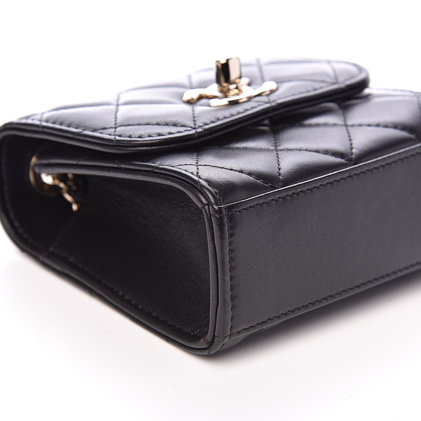Lambskin Quilted Mini Trendy CC Chain Wallet Black
