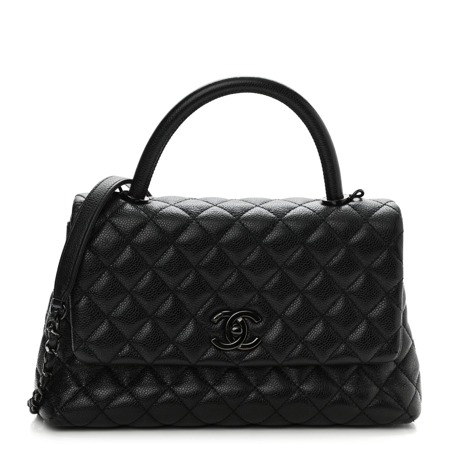 Caviar Quilted Small Coco Handle Flap So Black