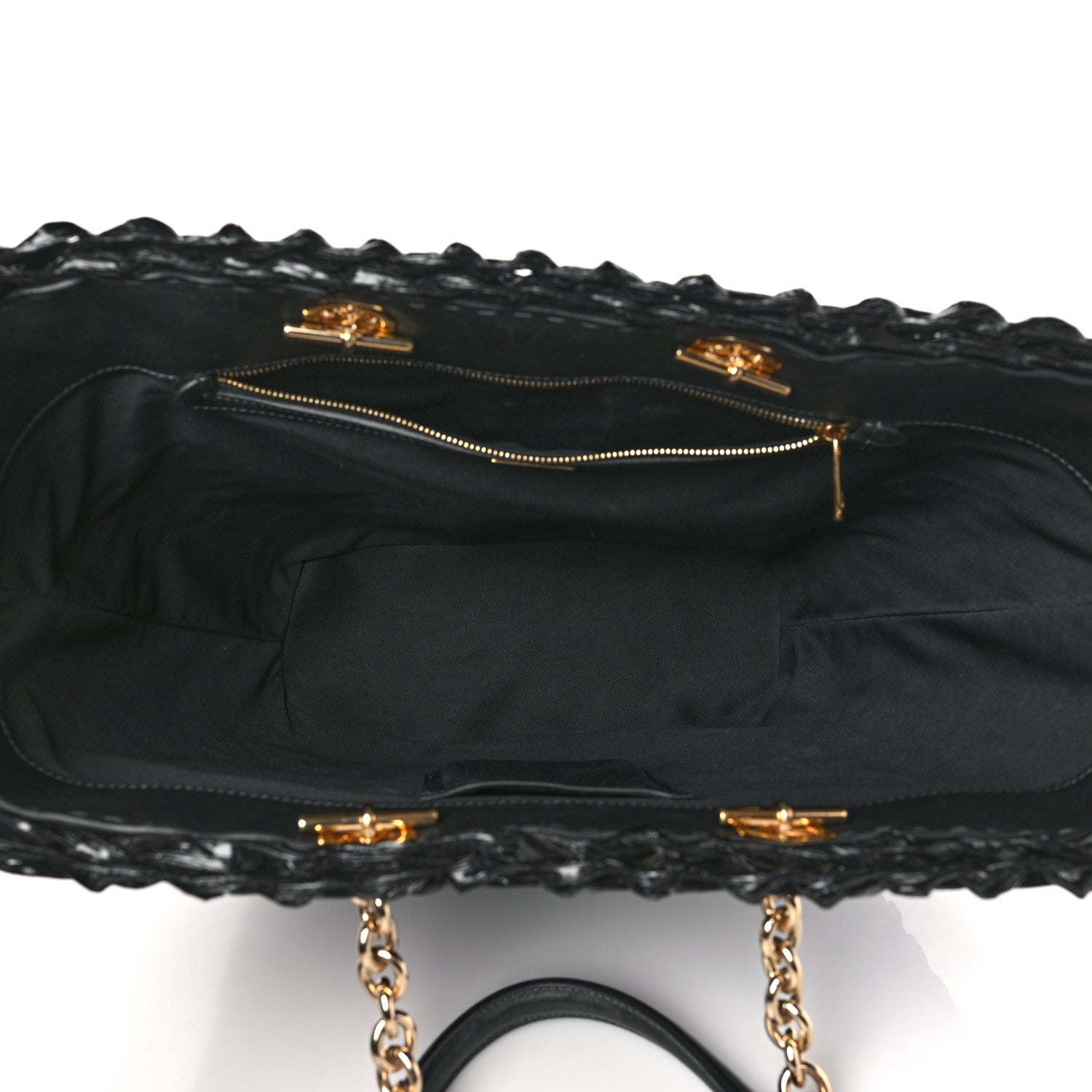 Dolce & Gabbana Vernice Vitello Raffia Woven Coffa Tote Black 5 of 8