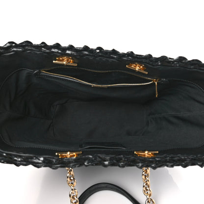 Dolce & Gabbana Vernice Vitello Raffia Woven Coffa Tote Black 5 of 8