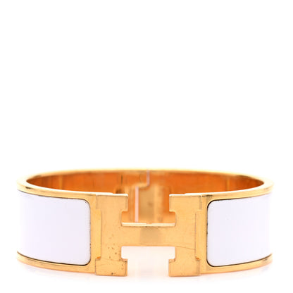 Hermes Enamel Wide Clic Clac H Bracelet PM White 1 of 6