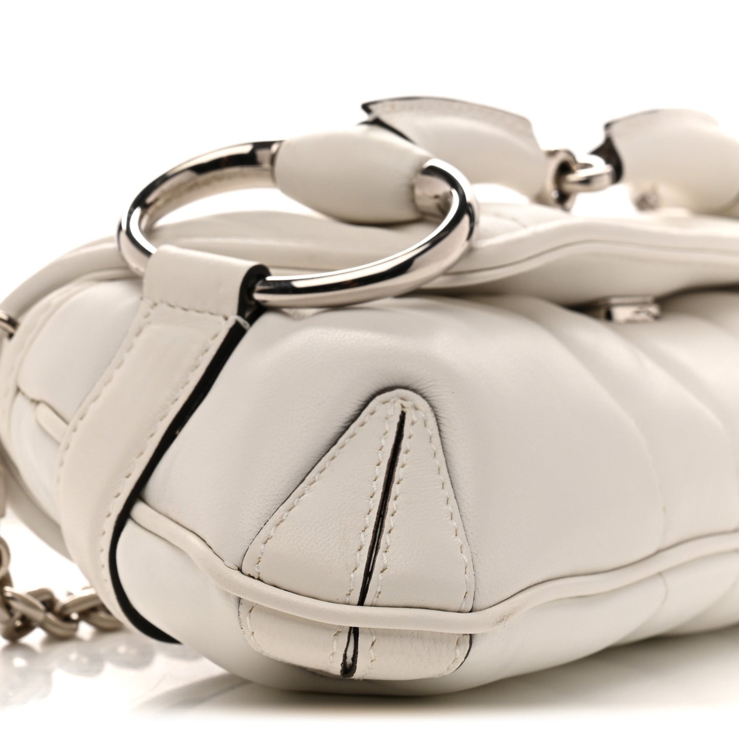 Nappa Vertical Matelasse Small Maxi Horsebit Chain Shoulder Bag Great White