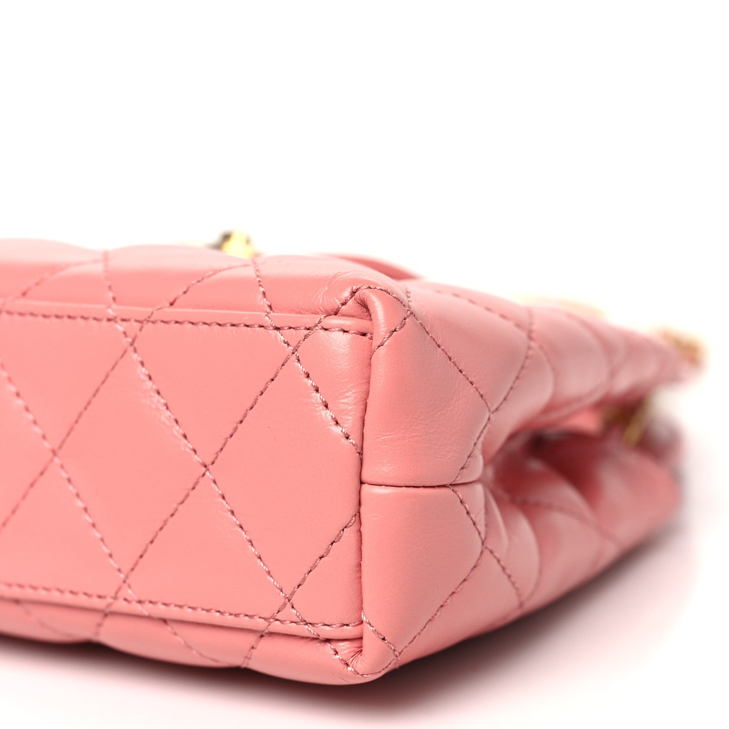 Chanel Shiny Aged Calfskin Quilted Nano Kelly Shopper Coral Pink 10 of 10