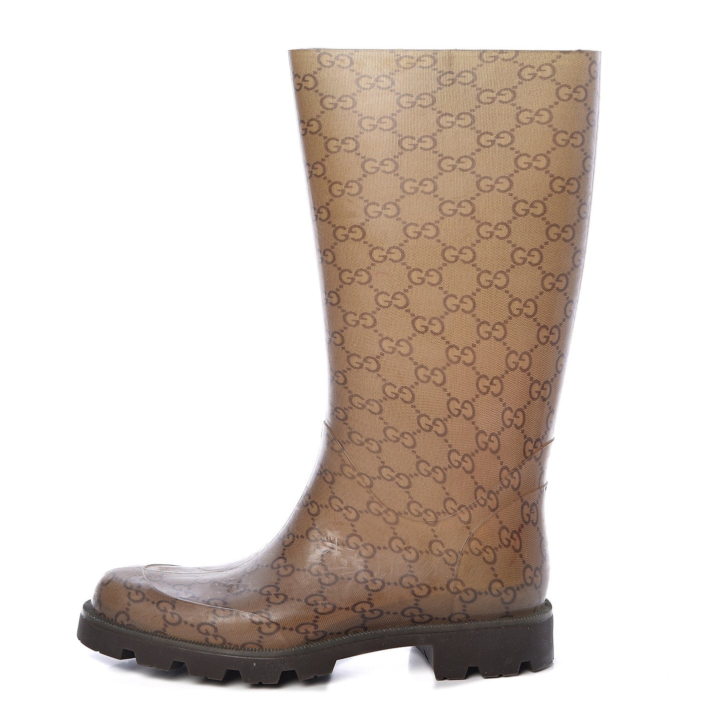 Rubber Monogram Edinburg Rain Boots 38 Transparent Cocoa