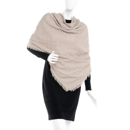 Louis Vuitton Silk Wool Monogram Shawl Greige 2 of 4