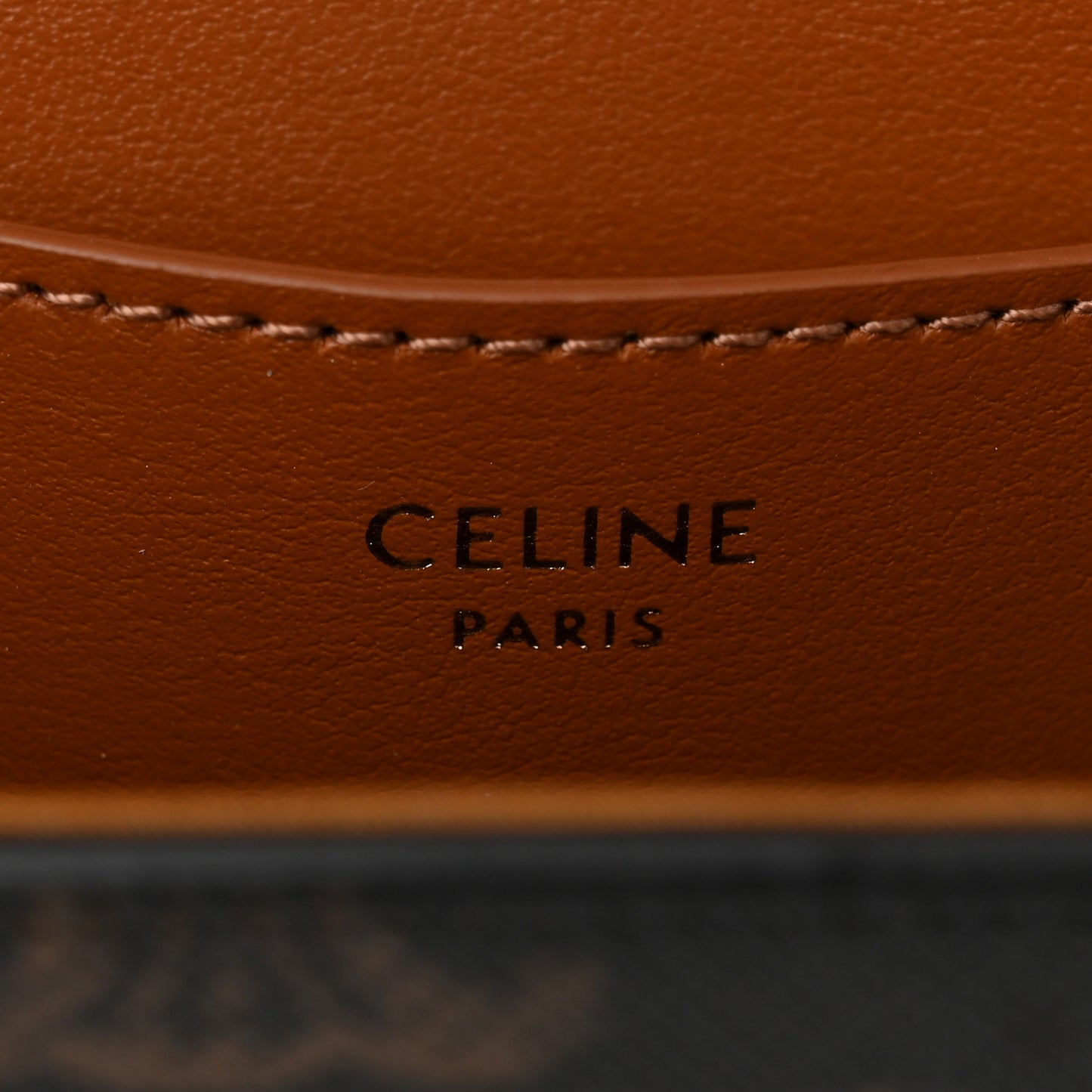 Triomphe Canvas Calfskin Tabou Clutch on Strap Tan