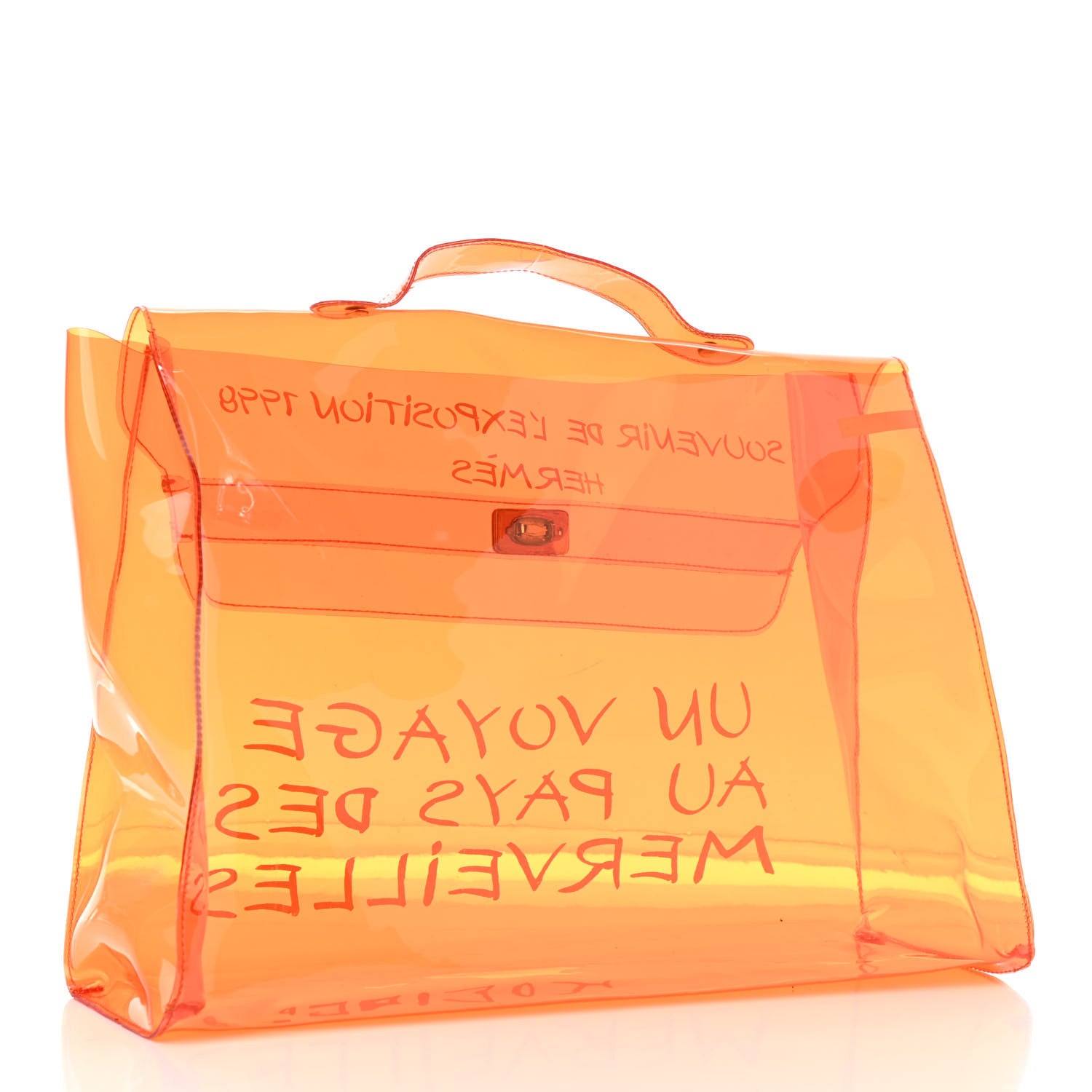 Hermes Vinyl Souvenir De L'Exposition Kelly Orange 2 of 4
