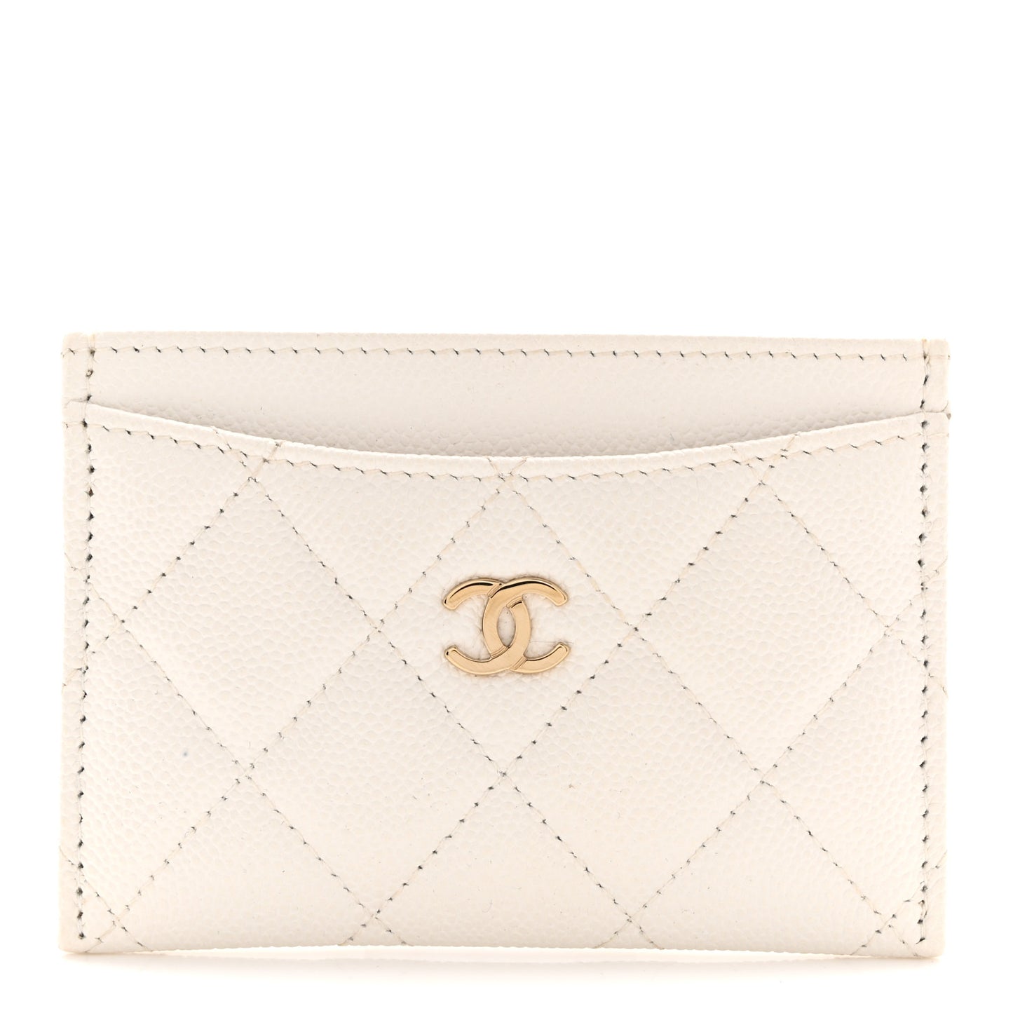 Caviar Quilted Card Holder White White