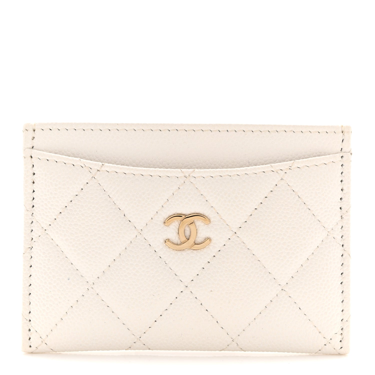 Chanel Caviar Quilted Card Holder White White 1 of 9