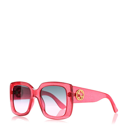 Gucci Acetate Square Frame Glitter GG0141S Sunglasses Pink 1 of 8