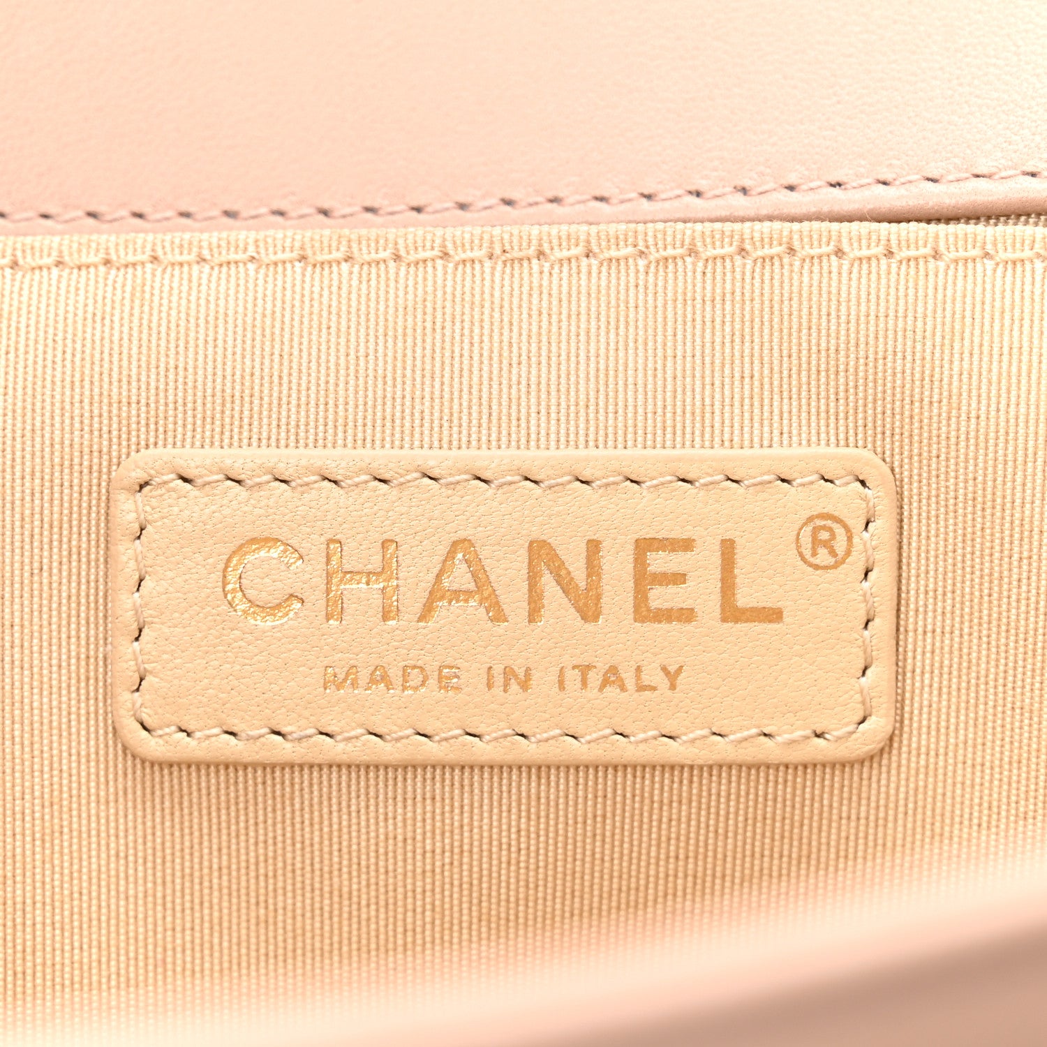 Chanel Lambskin Chevron Chain Stitched Medium Boy Flap Beige 6 of 10