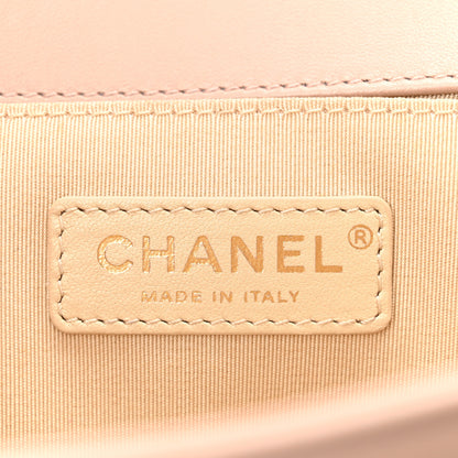 Chanel Lambskin Chevron Chain Stitched Medium Boy Flap Beige 6 of 10