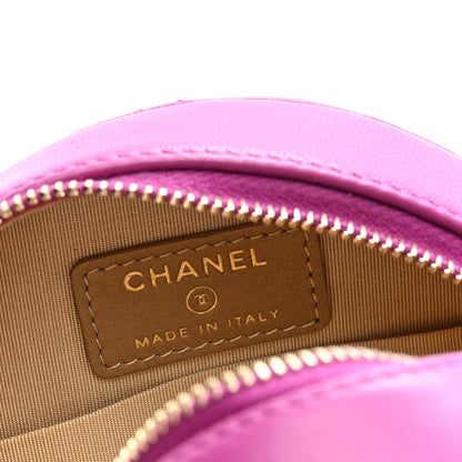 Chanel Lambskin Quilted Round Pearl Crush Clutch With Chain Purple 6 of 10