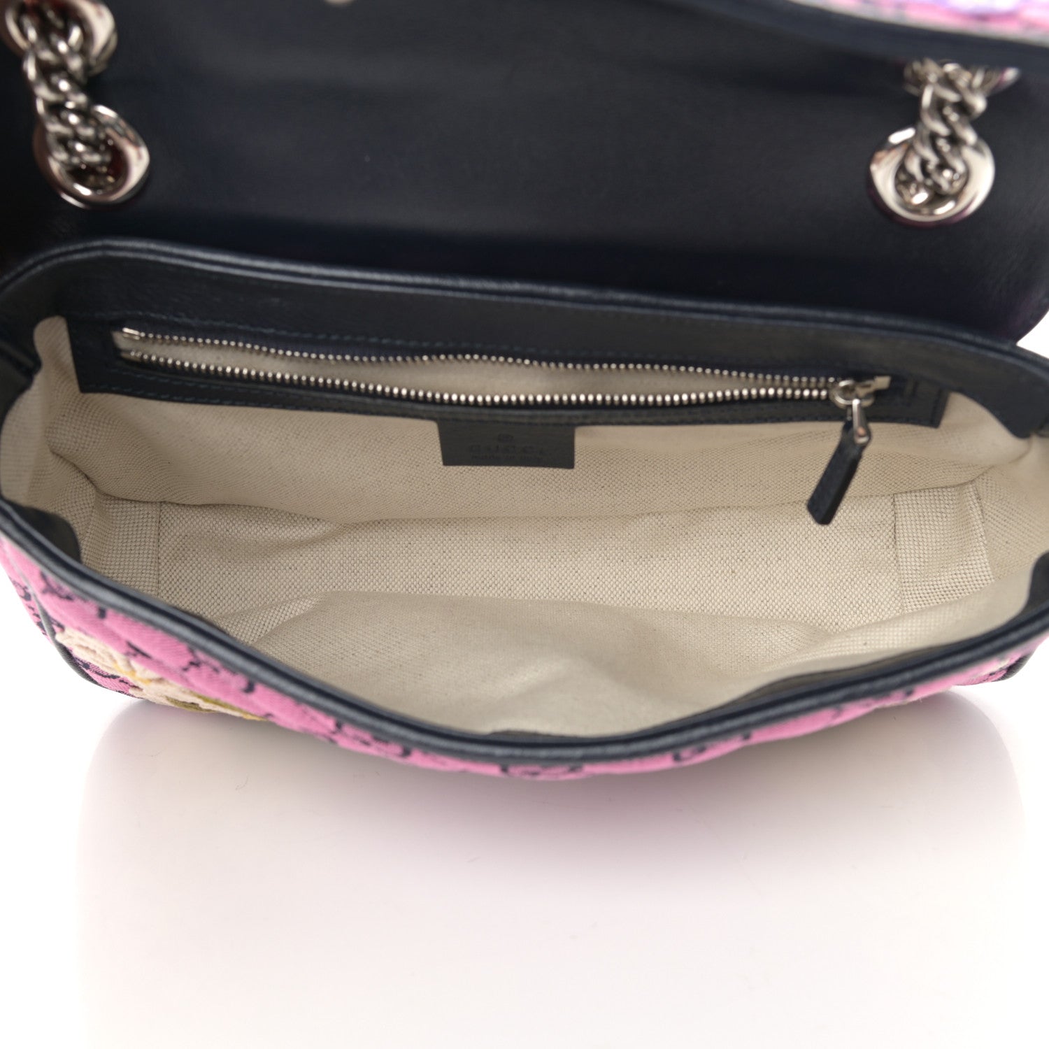 Gucci Monogram Multicolor Matelasse Diagonal Floral Embroidered Small GG Marmont Shoulder Bag Pink Blue Ivory Green Lilac 5 of 11