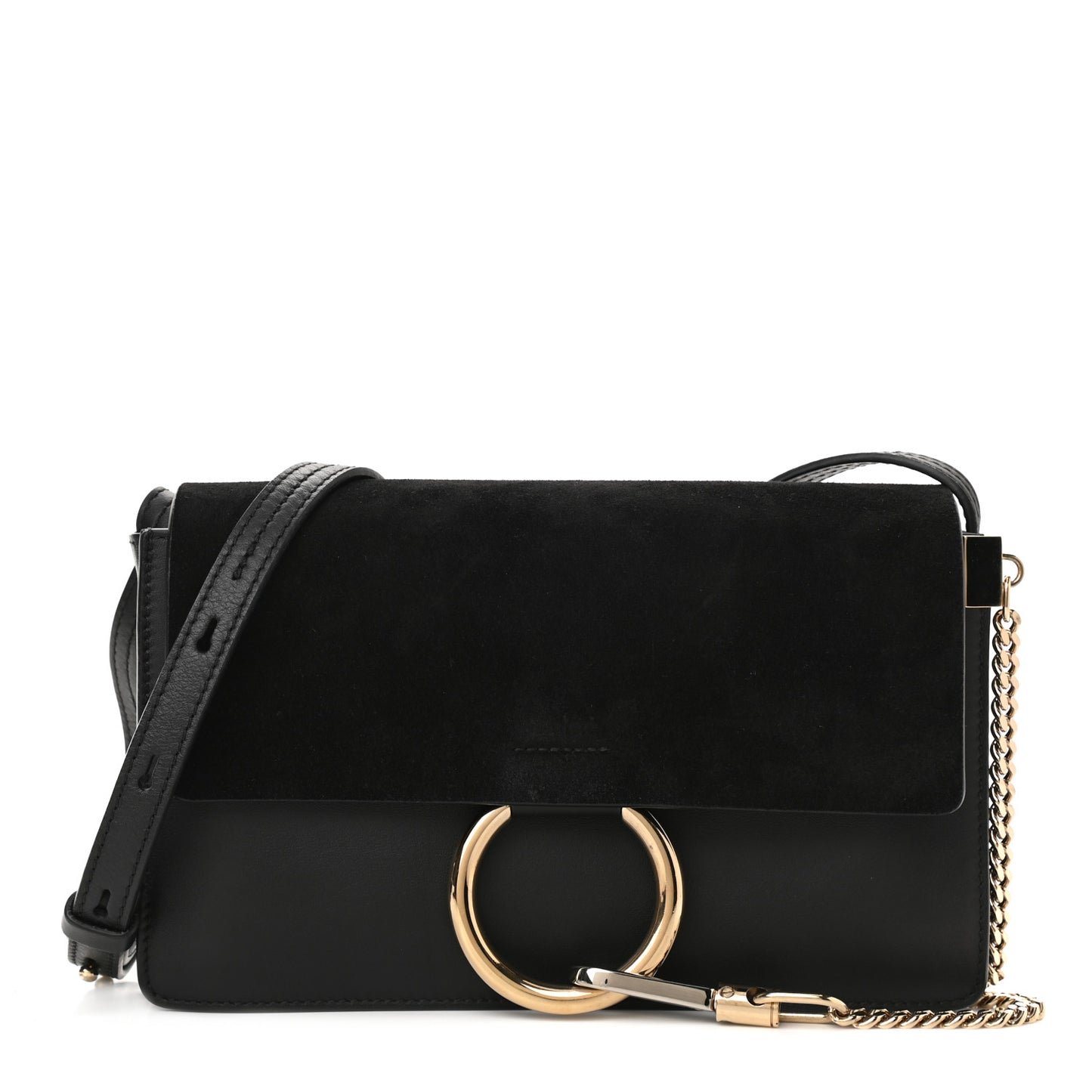 Suede Calfskin Small Faye Shoulder Bag Black