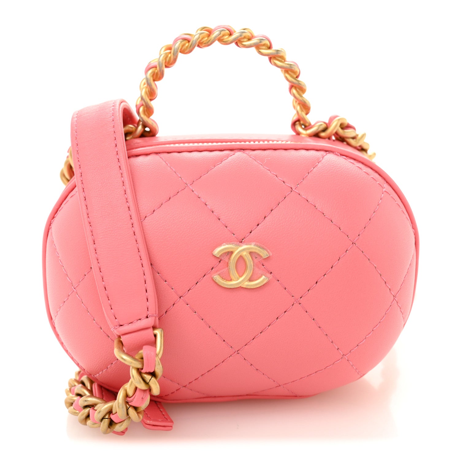 Chanel Lambskin Quilted CC Bubble Vanity Case With Chain Pink 1 of 10