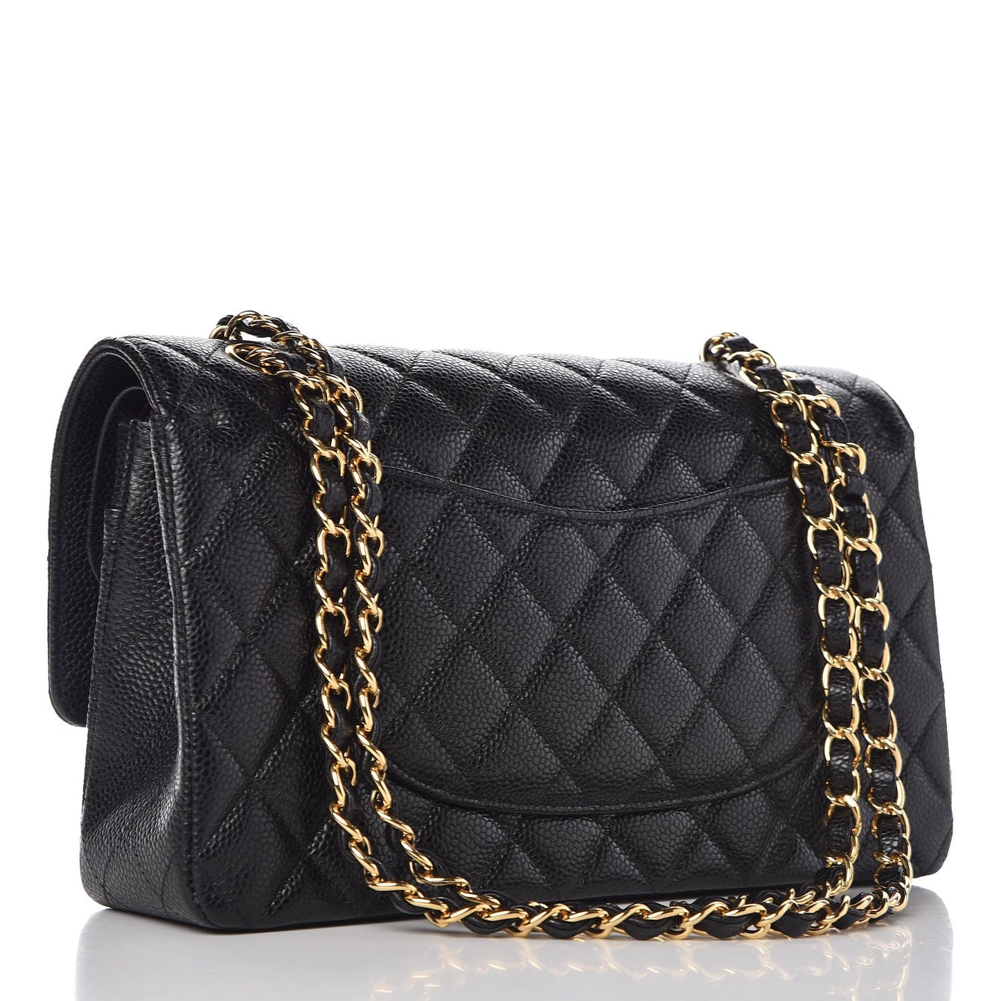 Caviar Quilted Medium Double Flap Black