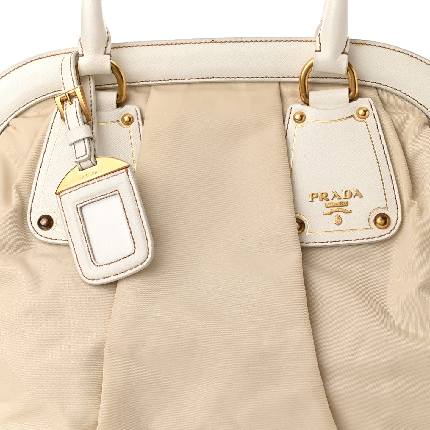 Nylon Tessuto Vitello Daino Tote White