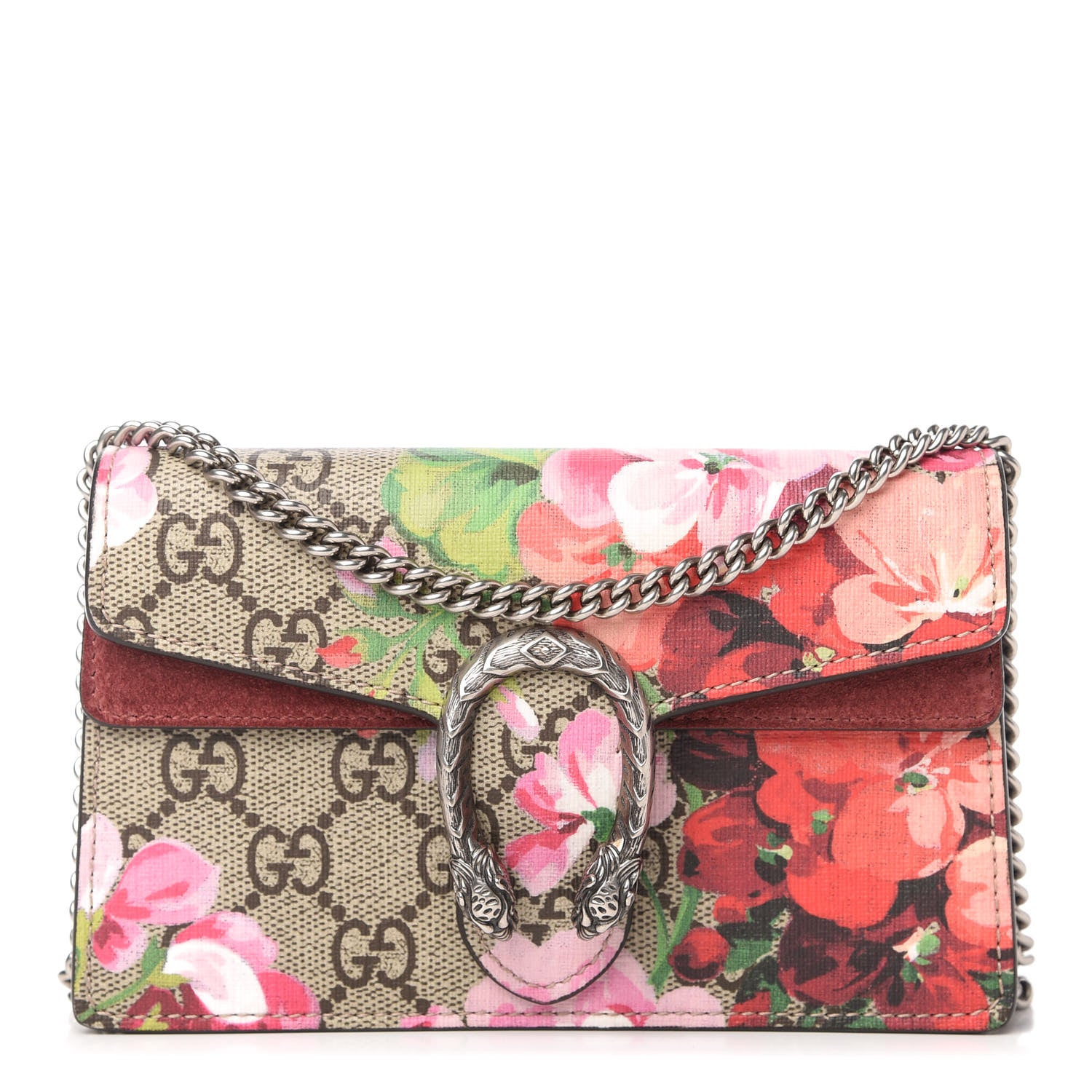 Gucci GG Supreme Monogram Blooms Super Mini Dionysus Shoulder Bag Beige Multicolor Dry Rose 1 of 9