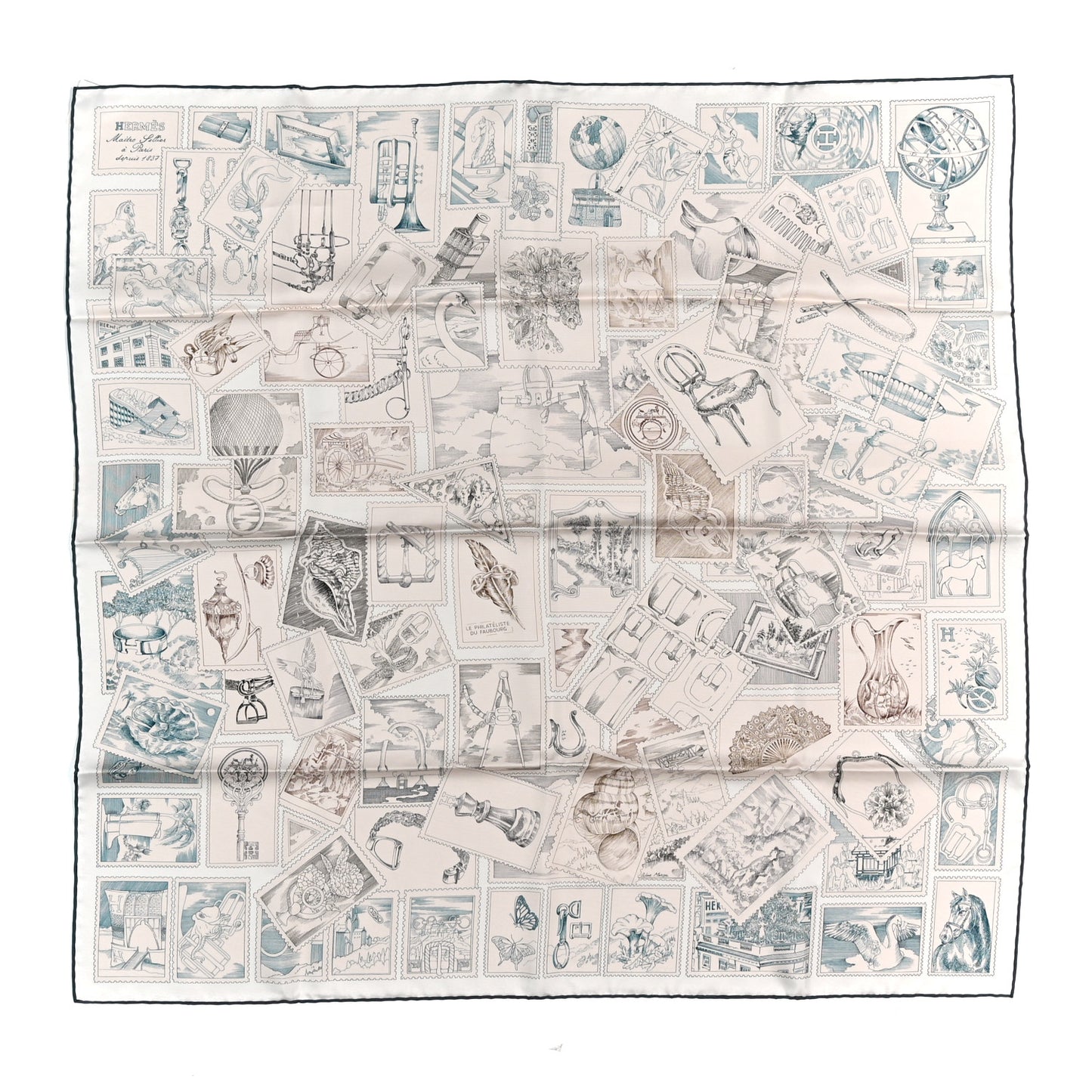 Silk Le Philateliste Du Faubourg Scarf 90 Rose Pale Gris White