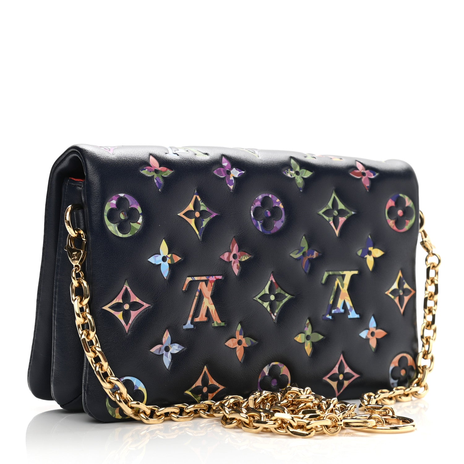 Louis Vuitton Lambskin Embossed Monogram LV Garden Pochette Coussin Navy 3 of 9