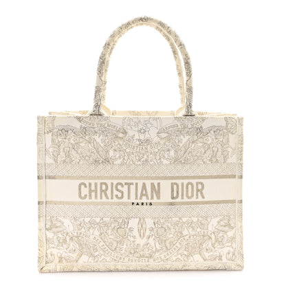Christian Dior Canvas Embroidered Medium Jardin D'Hiver Book Tote White Gold 1 of 11